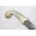 Dagger Knife Damascus Steel Blade Silver Koftgiri Green Jade Stone Handle E78